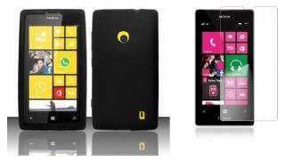 Nokia Lumia 521 / 520   Accessory Kit   Black Silicone Gel Cover + Atom LED Keychain Light + Screen Protector: Cell Phones & Accessories