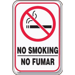 Accuform Signs SBPAR522 Deco Shield Acrylic Plastic Spanish Bilingual Architectural Style Sign, Legend "NO SMOKING/NO FUMAR" with Graphic, 6" Width x 9" Length x 0.135" Thickness, Black/Red on White Industrial Warning Signs Indus