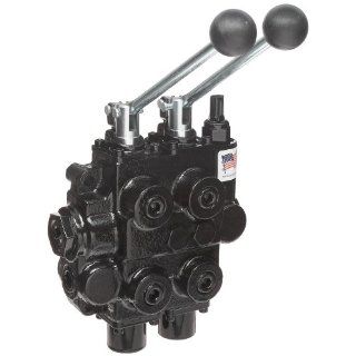 Prince RD522CCAA5A4C1 Directional Control Valve, Monoblock, Cast Iron, 2 Spool, 4 Ways, 3 Positions, Tandem, Spring Center, Lever Handle, 3000 psi, 25 gpm, In/Out: 3/4" NPT Female, Work 1/2" NPT Female: Hydraulic Directional Control Valves: Indus