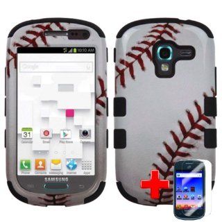 Samsung Galaxy Exhibit T599 (T Mobile) 2 Piece Silicon Soft Skin Hard Plastic Image Case Cover, Baseball Design Cover + LCD Clear Screen Saver Protector: Cell Phones & Accessories