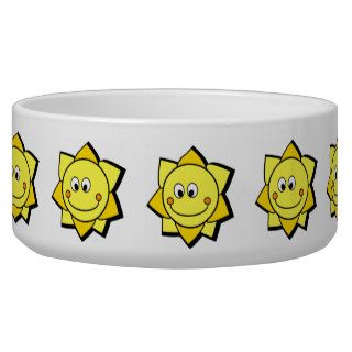 Happy Cartoon Yellow and Orange Sun Dog Water Bowl