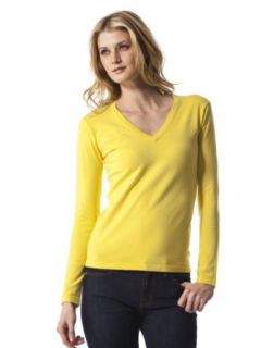 525 America Womens Long Sleeve V Neck Sweater   Yellow Fin   Large