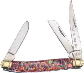 Frost Cutlery & Knives BB509ABR Bear & Bull Stockman Pocket Knife with Red Abalone Handles : Folding Camping Knives : Sports & Outdoors