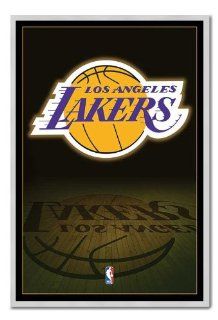 NBA Los Angeles Lakers Logo Poster Cork Pin Memo Board Silver Framed   96.5 x 66 cms (Approx 38 x 26 inches)   Prints