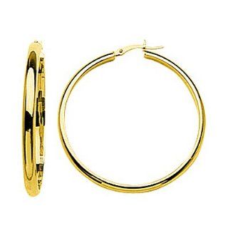 14kt Yellow Gold High Polish Hoop Earrings 40mm: Jewelry