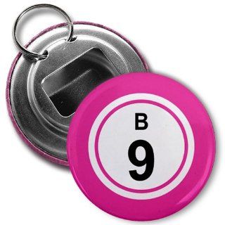 BINGO BALL B9 NINE PINK 2.25 inch Button Style Bottle Opener with Key Ring : Everything Else