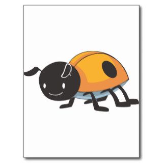 Cool Orange Baby Ladybug Cartoon Post Cards