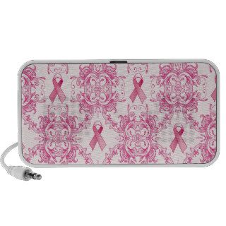 Victorian Breast Cancer Ribbon Damask Products Portable Speaker