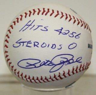 PETE ROSE SIGNED AUTOGRAPH "HiTS 4256 STEROIDS 0" OML BASEBALL BALL JSA #I64188: Sports Collectibles