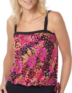 Maxine Of Hollywood Wild Thing Blouson Tankini Top Pink multi 18 at  Womens Clothing store