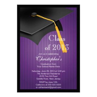 Class of 2013 Black Grad Cap Graduation Party Personalized Invitation