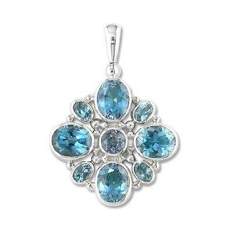 Sterling Silver Cassiopeia Topaz, Swiss Blue Topaz and London Blue Topaz Pendant Necklace by Sajen: Jewelry