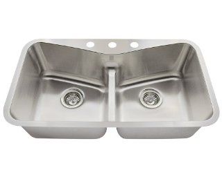 MR Direct 533 18 Low Divide Angled Bowl Stainless Steel Kitchen Sink    