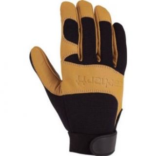 Carhartt Men's The Dex Spandex and Goatskin Work Glove, Black Barley, Small: Clothing
