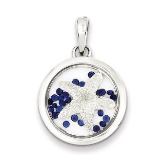Sterling Silver Star Fish and Floating Glass Beads Pendant Jewelry