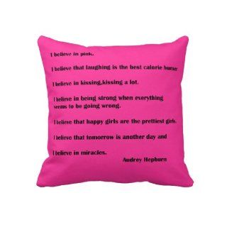 I Believe in Pink Audrey Hepburn Quotes Hot Pink Pillow Cover 18x18, Double Sided Print Pillow Cases, Decorative Throw Pillow Covers, Cushion Covers   Pillowcase And Sheet Sets