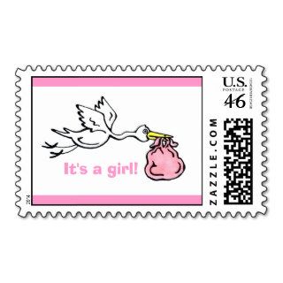 It's a girl   Stork stamp