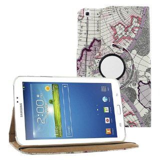 KIQ (TM) Purple Map Design 360 Degree Rotating Leather Case Skin Cover Swivel Stand for Samsung Galaxy Tab 3 8" P8200: Computers & Accessories