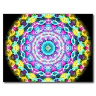 neon rainbow peacock postcard