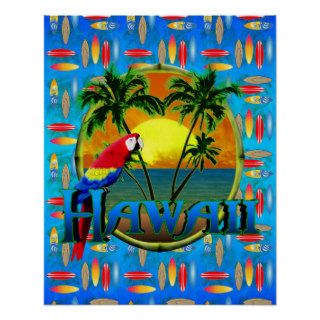 Hawaii Sunset Surfboards Posters