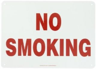 Accuform Signs MSMK545VA Aluminum Safety Sign, Legend "NO SMOKING", 10" Length x 14" Width x 0.040" Thickness, Red on White Industrial Warning Signs