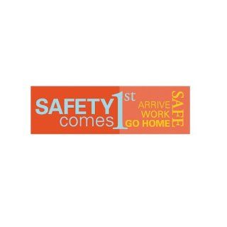 NMC BT545 Motivational and Safety Banner, Legend "SAFETY Comes 1st ARRIVE WORK GO HOME SAFE", 60" Length x 36" Height, Vinyl, Blue/Yellow on Red: Industrial & Scientific