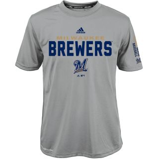 adidas Youth Milwaukee Brewers ClimaLite Batter Short Sleeve T Shirt   Size:
