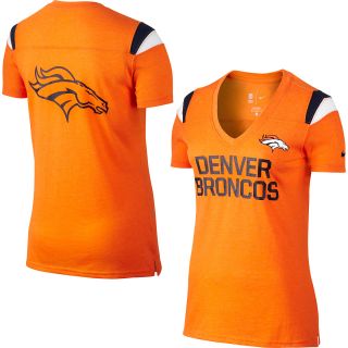 NIKE Womens Denver Broncos Fan Top V Neck Short Sleeve T Shirt   Size: Large,