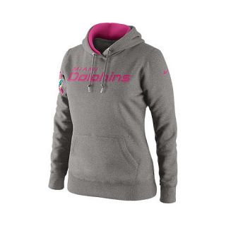 NIKE Womens Miami Dolphins Breast Cancer Awareness Tailgater Fleece Pullover