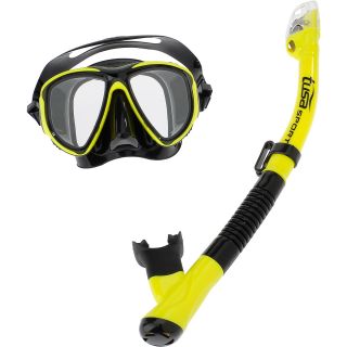 TUSA Adult Pro Series Powerview Dry Snorkel And Mask Set   Size: Adult, Yellow
