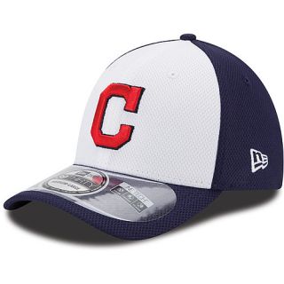 NEW ERA Mens Cleveland Indians White Front Diamond 39THIRTY Stretch Fit Cap  
