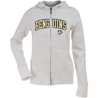 Antigua Womens Pittsburgh Penguins Signature Hood Applique White Full Zip