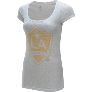 adidas Womens Los Angeles Galaxy Scoop Neck Short Sleeve T Shirt   Size: