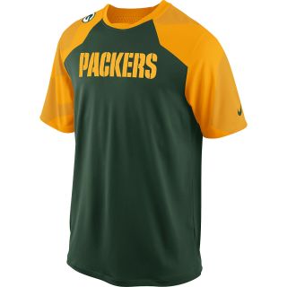 NIKE Mens Green Bay Packers Dri FIT Fly Slant Top   Size: Large, Fir/gold