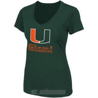 COLOSSEUM Womens Miami Hurricanes Vegas V Neck T Shirt   Size: Large, Green