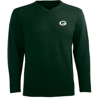 Antigua Mens Green Bay Packers Ambassador Knit V Neck Sweater   Size Medium,