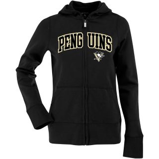 Antigua Womens Pittsburgh Penguins Signature Hood Applique Full Zip Sweatshirt