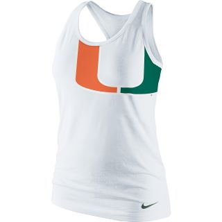 NIKE Womens Miami Hurricanes Slim Fit Tri Blend Logo Tank   Size: Large, White