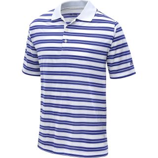 adidas Mens Striped Golf Short Sleeve Polo   Size: Medium, White/bluebonnet