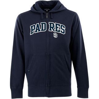 Antigua Mens San Diego Padres Full Zip Hooded Applique Sweatshirt   Size
