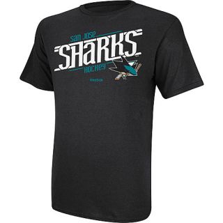 REEBOK Mens San Jose Sharks Custom Hockey Short Sleeve T Shirt   Size: Small,