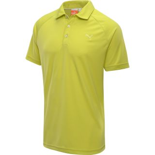 PUMA Mens Tech Raglan Short Sleeve Golf Polo   Size: Large, Yellow