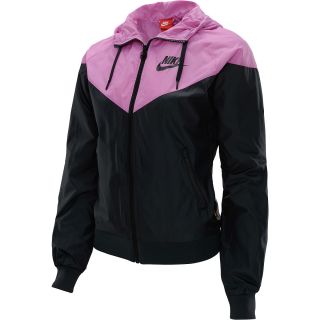 NIKE Womens Windrunner Full Zip Running Jacket   Size: Large, Black/white/black
