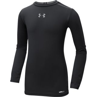 UNDER ARMOUR Boys HeatGear Sonic Fitted Long Sleeve Top   Size: Xl, Black/steel