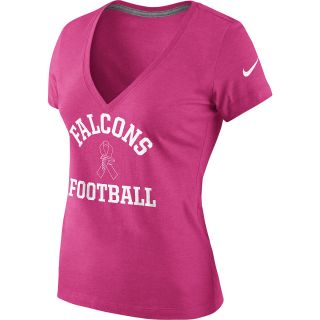 NIKE Womens Atlanta Falcons Breast Cancer Awareness V Neck T Shirt   Size: