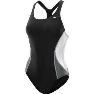 NIKE Womens Power Back Team Color Block One Piece Swimsuit   Size: 30, Black