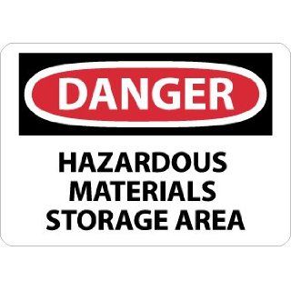 NMC D548AB OSHA Sign, Legend "DANGER   HAZARDOUS MATERIALS STORAGE AREA", 14" Length x 10" Height, 0.040 Aluminum, Black/Red on White: Industrial Warning Signs: Industrial & Scientific