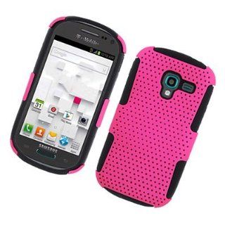 For Samsung Galaxy Exhibit T599 HYBRID Silicone Hard Net Mesh Case Black Pink: Everything Else