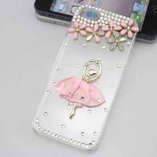 bling 3D diamond rhinestone crystal clear pink flower girl hard Case cover for Iphone 5 5g: Cell Phones & Accessories