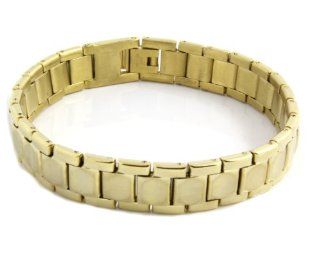 Men's Heavy Gold Plated Solid Stainless Steel Chain Link Bracelet 8 Inches GSTB 551 Jewelry